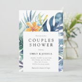 Tropische Bloemen Zomer Waterverf Koppels Douche Kaart (Staand voorkant)