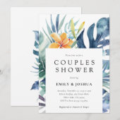Tropische Bloemen Zomer Waterverf Koppels Douche Kaart (Voorkant / Achterkant)