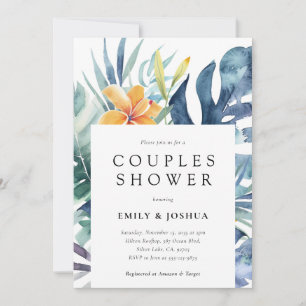 Tropische Bloemen Zomer Waterverf Koppels Douche Kaart