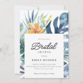 Tropische Bloemen Zomer Waterverf Vrijgezellenfees Kaart (Voorkant)