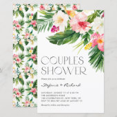 Tropische bloemen zomerparen tonen uitnodiging (Voorkant / Achterkant)