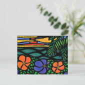 Tropische bloemen zonneset briefkaart (Staand voorkant)