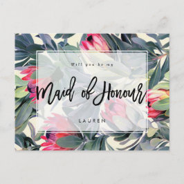 Tropische Bloemen, zult u mijn bruidsmeisje zijn Aankondigingskaart