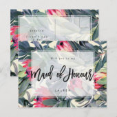 Tropische Bloemen, zult u mijn bruidsmeisje zijn Aankondigingskaart (Voorkant / Achterkant)