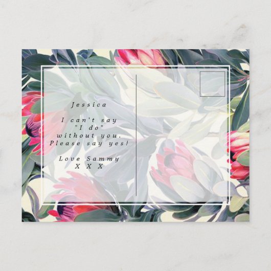 Tropische Bloemen, zult u mijn bruidsmeisje zijn Aankondigingskaart (Achterkant)