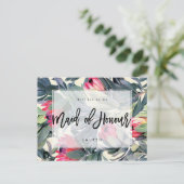 Tropische Bloemen, zult u mijn bruidsmeisje zijn Aankondigingskaart (Staand voorkant)