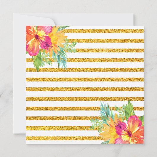 Tropische Bloemen Zwembad Party Verjaardag Kaart (Achterkant)