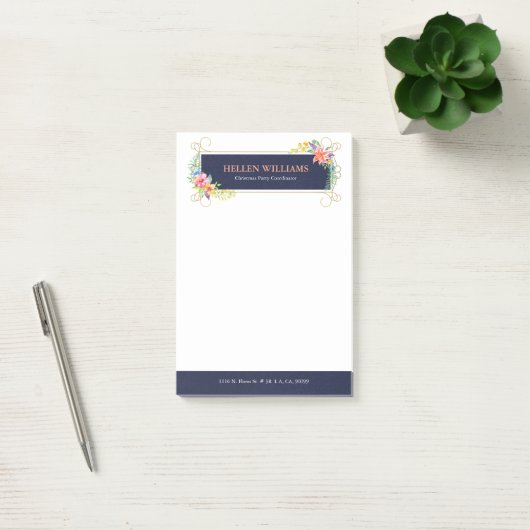 Tropische bloemen zwoegen goudlijst post-it® notes (Kantoor)