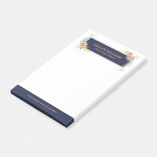 Tropische bloemen zwoegen goudlijst post-it® notes (Schuin)