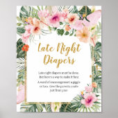 Tropische bloemenaloha late night luiers poster (Voorkant)