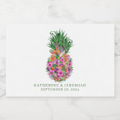 Tropische bloemenananas Elegante bruiloft Sparkling Wijnetiket (Enkel label)
