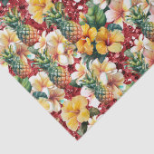Tropische bloemenananas rode glitter tissuepapier (Detail)