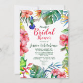 Tropische bloemenaquarel bruidsdouche uitnodiging (Voorkant)