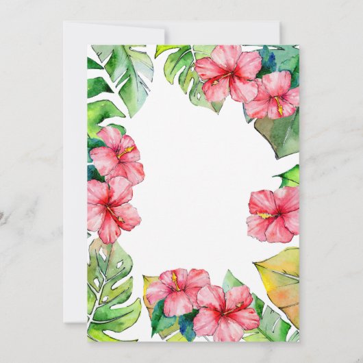 Tropische bloemenaquarel bruidsdouche uitnodiging (Achterkant)