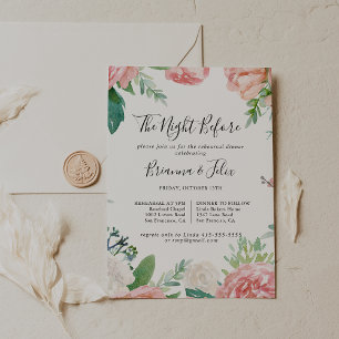 Tropische bloemenavond voor repetitie diner kaart