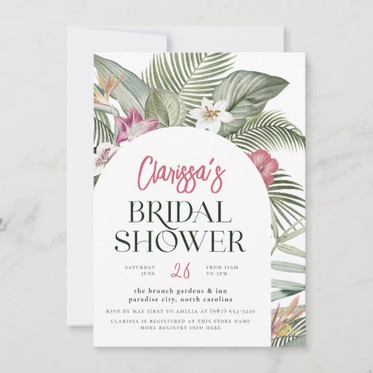 Tropische Bloemenboog Modern Zomer Vrijgezellenfee Kaart (Voorkant)