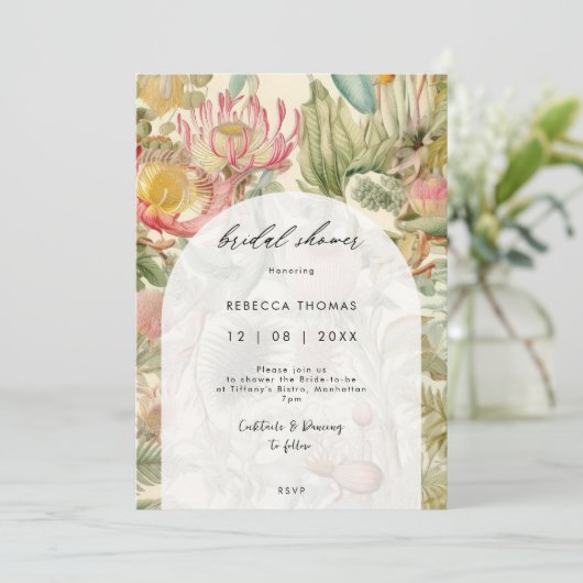 tropische bloemenbruids doucheuitnodiging kaart (Staand voorkant)