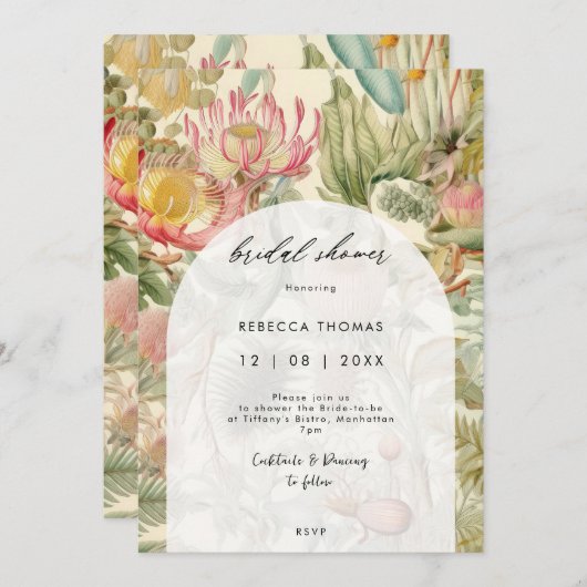  tropische bloemenbruids doucheuitnodiging kaart (Voorkant / Achterkant)