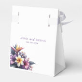 Tropische bloemenbruiloft bedankdoosjes (Achterkant)