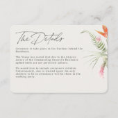 Tropische bloemenbruiloft Details Informatiekaartje (Voorkant)