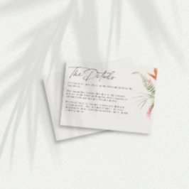 Tropische bloemenbruiloft Details Informatiekaartje