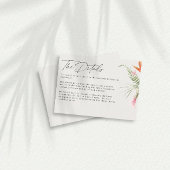 Tropische bloemenbruiloft Details Informatiekaartje