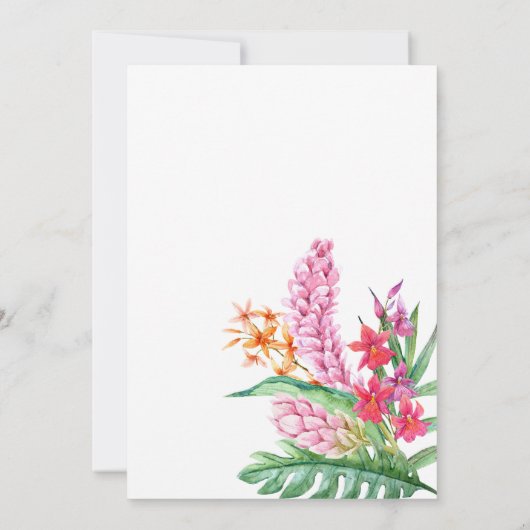 Tropische bloemenbruiloft kaart (Achterkant)