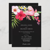 Tropische bloemenbruiloft kaart (Voorkant / Achterkant)