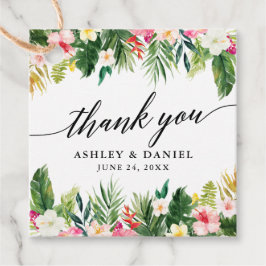 Tropische bloemenbruiloft kalligrafie dank u bedankjes labels