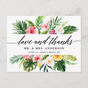 Tropische bloemenbruiloft kalligrafie liefde Bedan Briefkaart