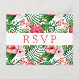 Tropische Bloemenbruiloft RSVP Briefkaart