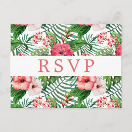 Tropische Bloemenbruiloft RSVP Briefkaart