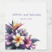 Tropische bloemenbruiloft wijn etiket (Enkel label)