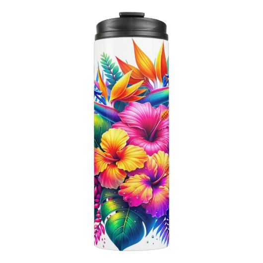 Tropische bloemenexplosie thermosbeker (Voorkant)