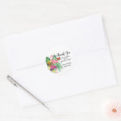 Tropische bloemenflamingo vlinders dank u ronde sticker (Envelop)