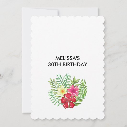 Tropische bloemenflamingoblinders 30e verjaardag kaart (Achterkant)