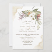 Tropische bloemengedroogde palmbladeren, crèmebrui kaart (Voorkant)