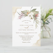 Tropische bloemengedroogde palmbladeren, crèmebrui kaart (Staand voorkant)