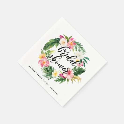 Tropische bloemenguirlande zomer bruidsdouche servet (Hoek)