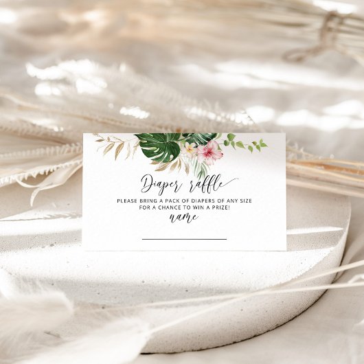 Tropische bloemenhibiscus luier loterij ticket informatiekaartje