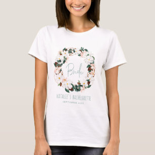 Tropische bloemenkrans bruid bachelorette t-shirt