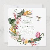 Tropische Bloemenkrans Bruidsdouche uitnodiging (Voorkant)
