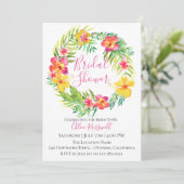 Tropische Bloemenkrans Bruidsdouche uitnodiging (Staand voorkant)