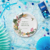 Tropische Bloemenkrans Bruidsdouche uitnodiging Papieren Bordje (Feest)