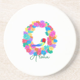 Tropische bloemenkrans met aloha zandsteen onderzetter