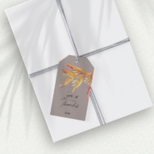 Tropische Bloemenliefde Bedankt Taupe bruiloft gun Cadeaulabel