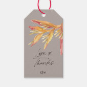 Tropische Bloemenliefde Bedankt Taupe bruiloft gun Cadeaulabel (Voorkant)