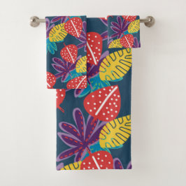 Tropische bloemenmoderne veelkleurige exotische bad handdoek