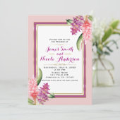 Tropische Bloemenorchidee Paarse & Roze Chic Weddi Kaart (Staand voorkant)