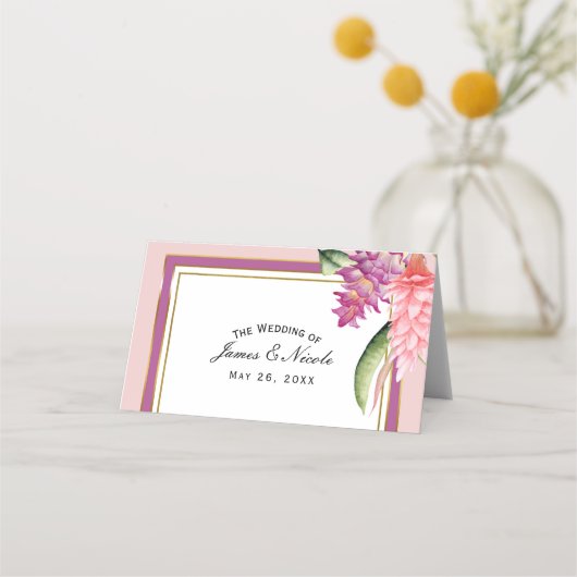 Tropische Bloemenorchidee Paarse Roze Tafelnummer Plaatskaartje (Voorkant)
